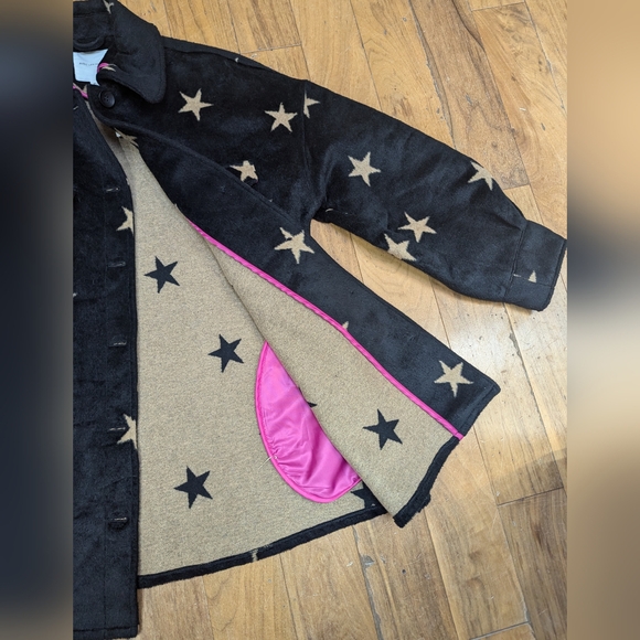 NWT new AVEC LES FILLES Felt Shirt Jacket In Black/tan Star from modesens/Anthro - Picture 9 of 14